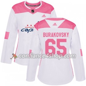 Adidas Maillot de Hockey Washington Capitals Andre Burakovsky 65 2017-2018 Blanc Rose Fashion Authentic - Femme